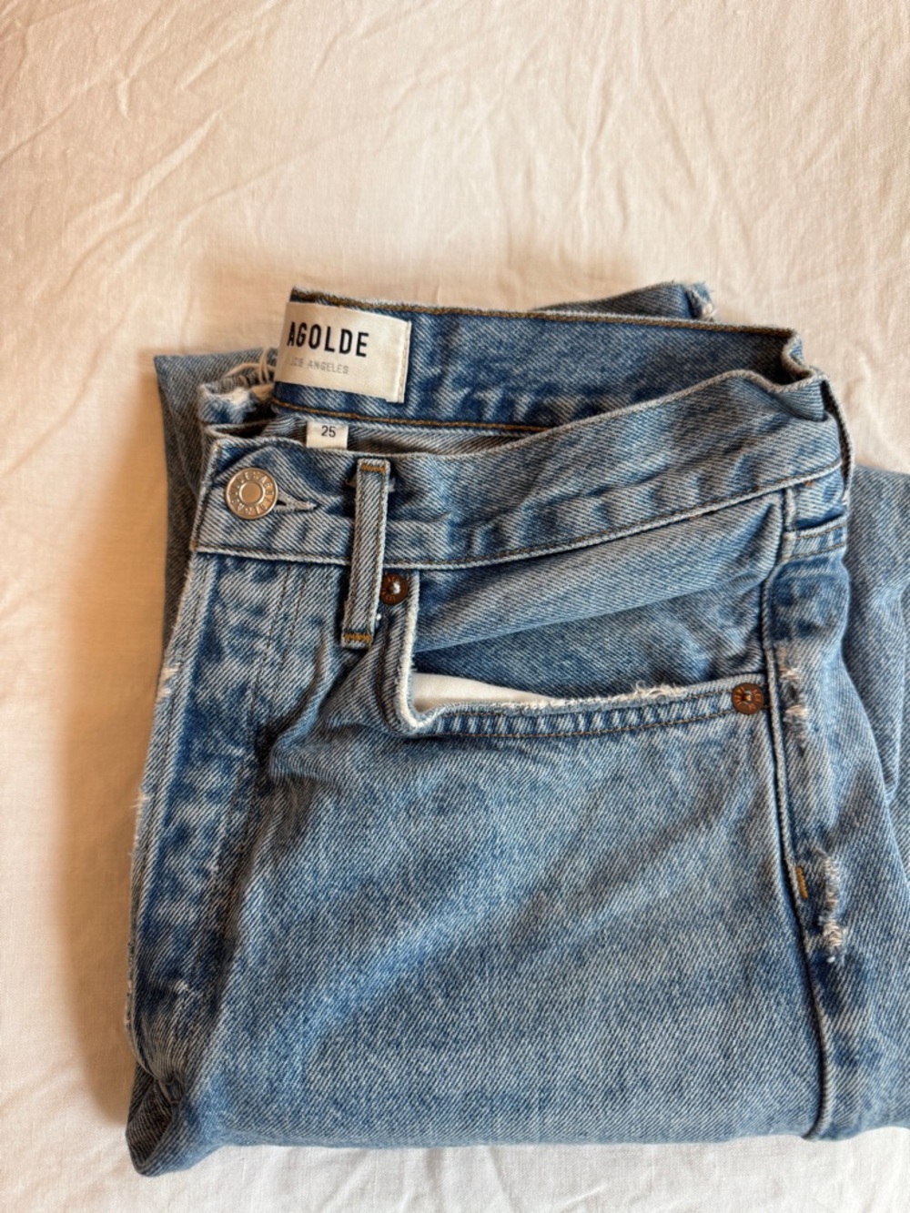 Agolde Medium Blue Straight Leg Jeans